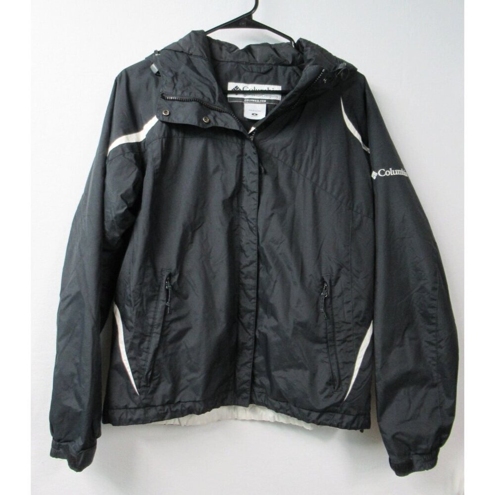 Vintage Columbia Coat Woman's Medium Black/White Logo Size Medium